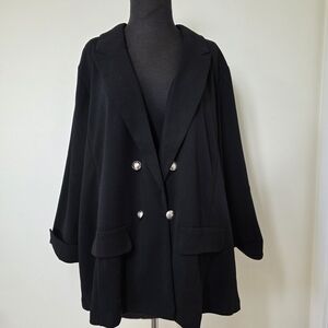 Soho Womens Black Stretchy Lightweight Open Front Blazer Business Casual 3X